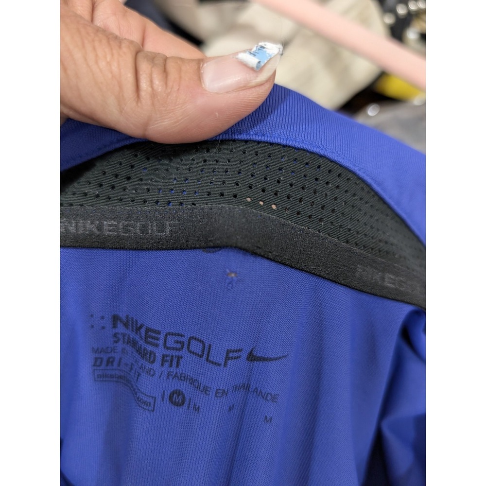 Nike Golf Dri-Fit Blue Yellow And White Colorblock Polo Shirt Men's Size Medium - Picture 10 of 10